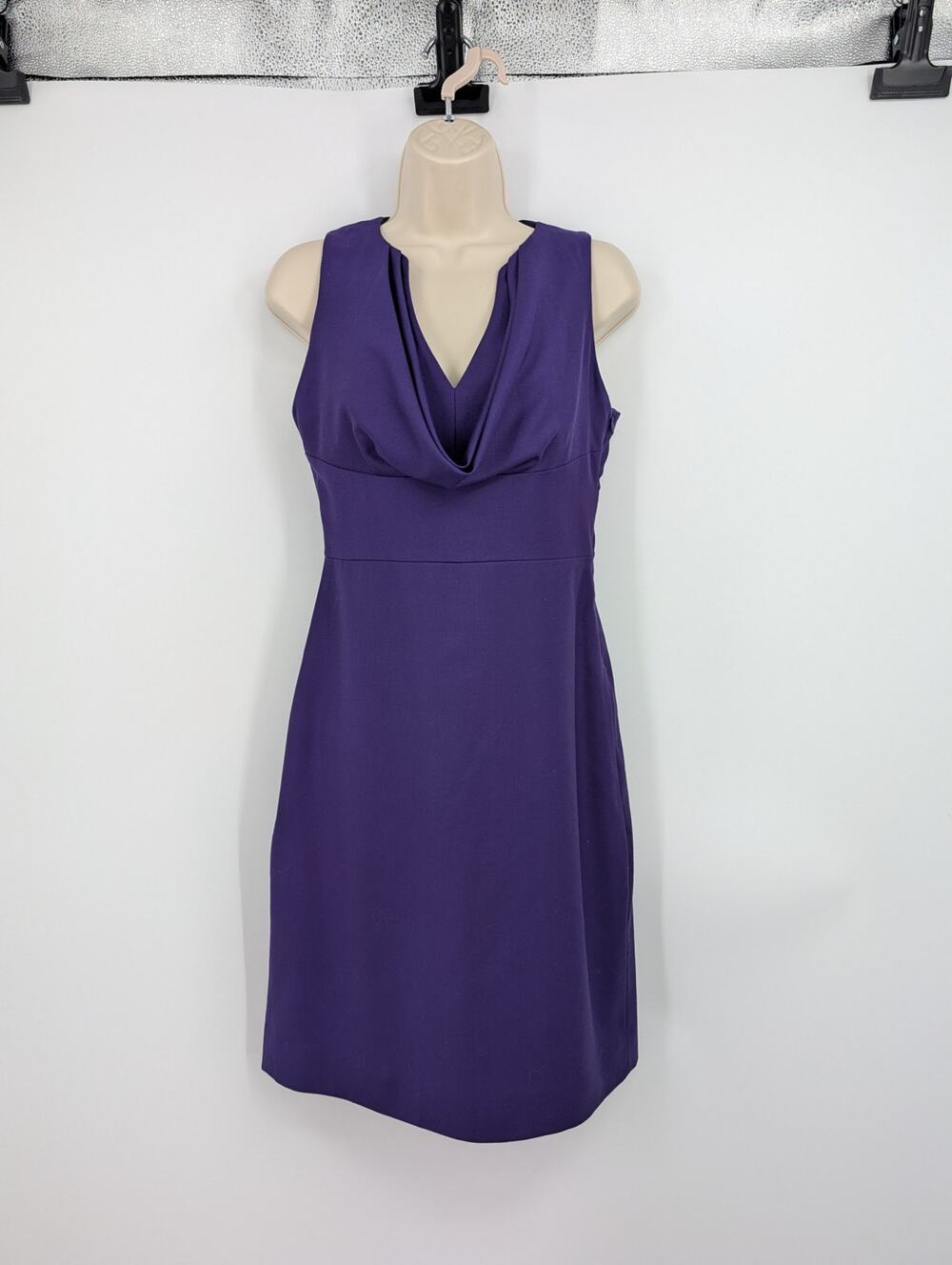 J Crew 100% Wool Jewel Toned Purple Dress Draped Bodice Size 4 Career Office